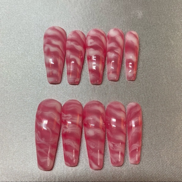 10 piece Press Ons Long Sculpted Coffin Size Small - Picture 10 of 12